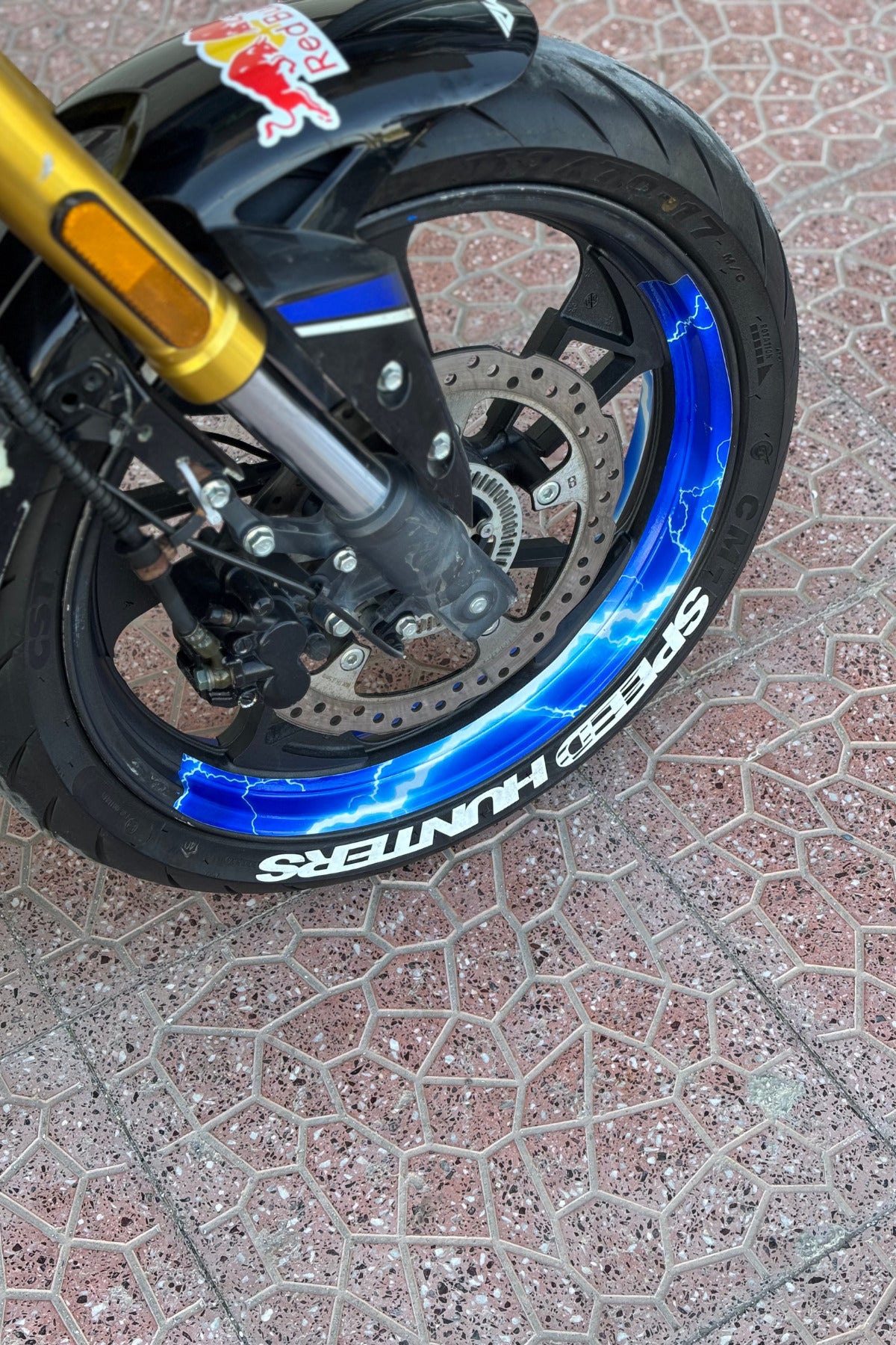 Motosiklet ve Motor için 17 Inch Jantlara Uyumlu Şimşek Desenli Yarım Jant Şeridi (4 Parça)