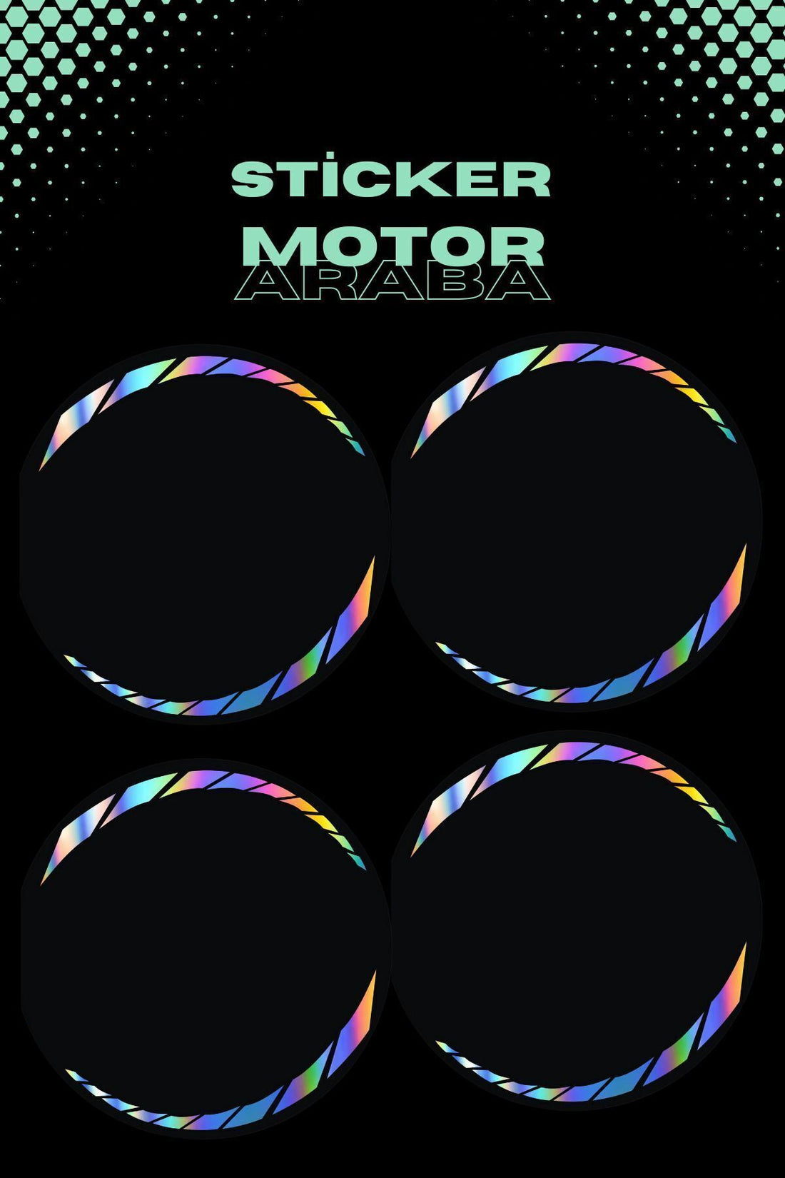 Dekoratif Hologramlı Jant Sticker Seti Motor için Etiket Jant Seti  (8 Adet Jant Şeridi)