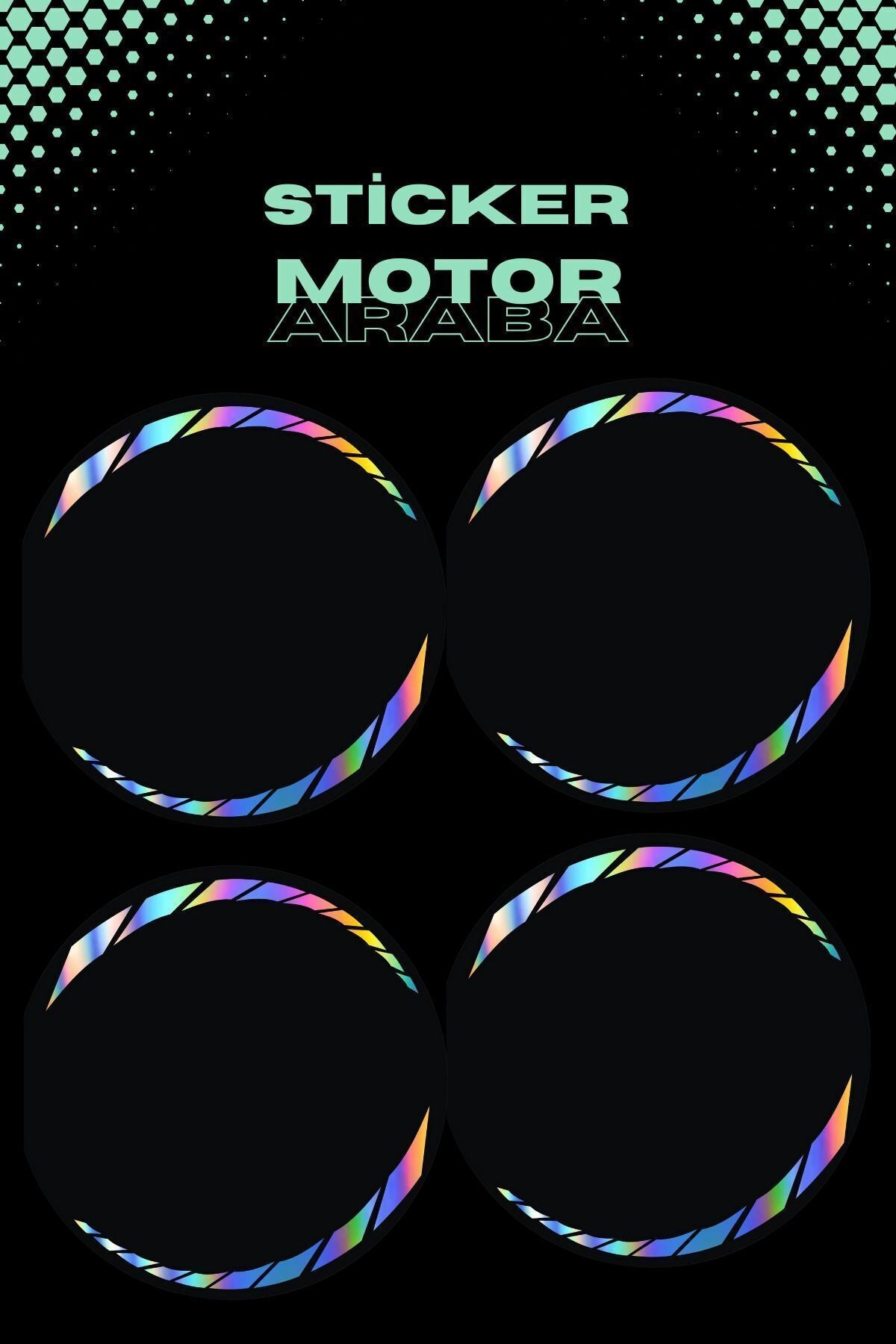 Dekoratif Hologramlı Jant Sticker Seti Motor için Etiket Jant Seti  (8 Adet Jant Şeridi)