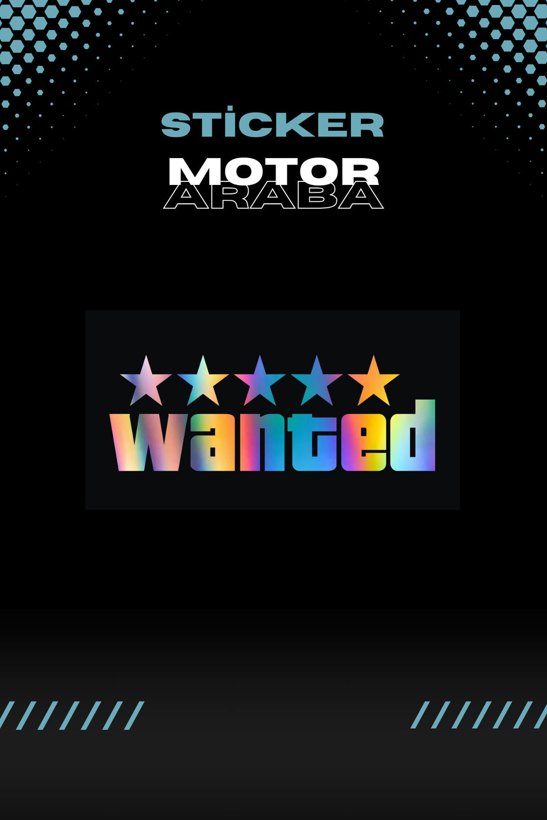 Dekoratif Hologramlı Wanted Yazısı Sticker Araba-Motor için Etiket 14CMX5CM (1 Adet)