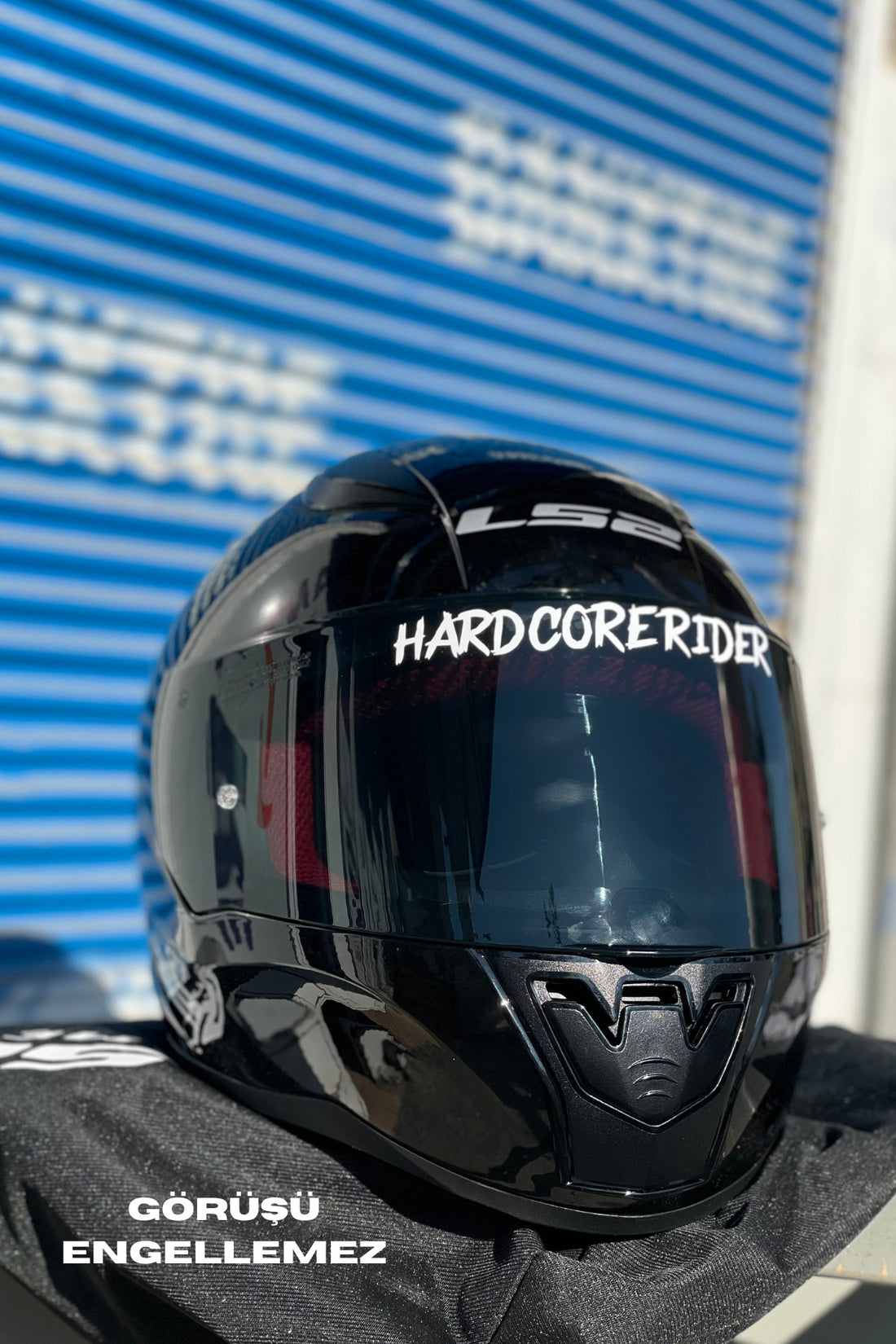 Kask-Vizör için Dekoratif Beyaz Renk Hard Core Rider Sticker Etiket 14CMx2CM (1 Adet)