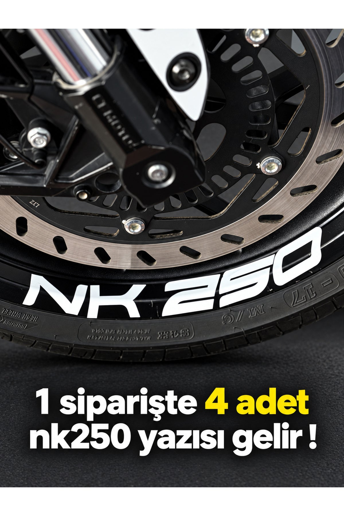 CFMOTO NK250 için Geniş Boyutlarda NK250 Jant için Yazı Sticker (1 Paketten 4 Adet Çıkar )