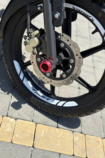 TVS Raider için Beyaz Renk Raider Yazılı 8 Parça Jant Şeridi Sticker Seti