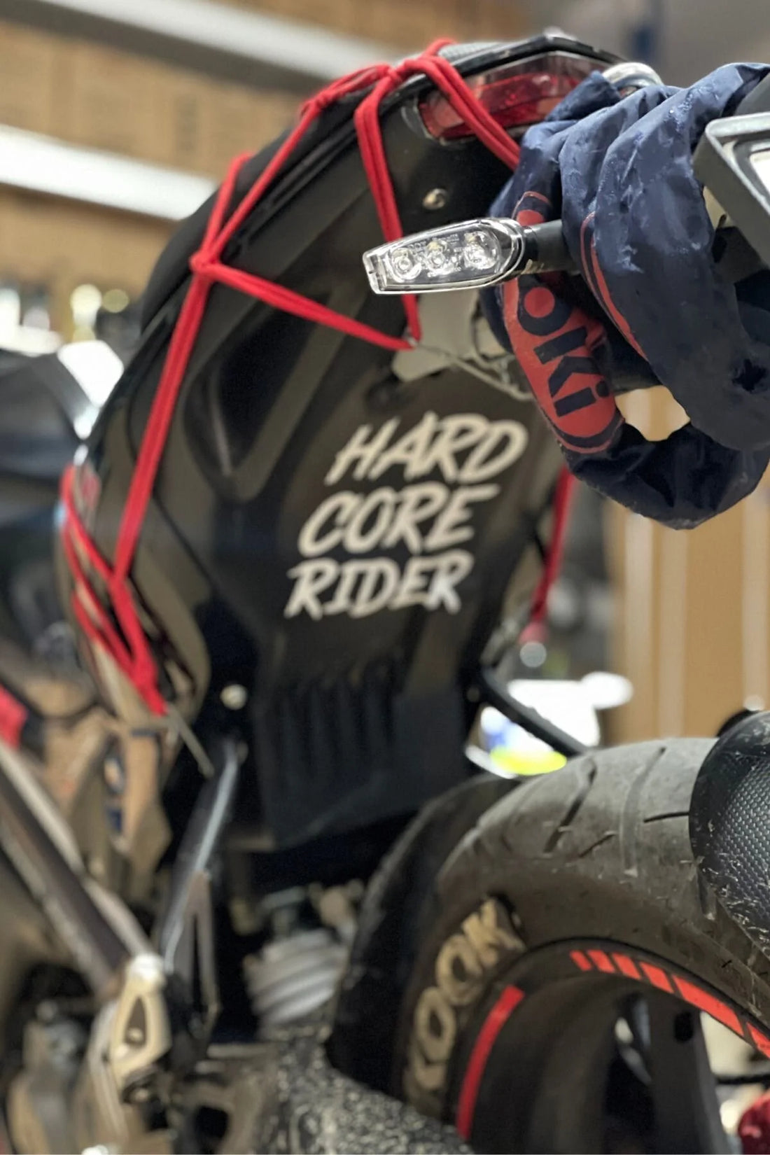Motor için Dekoratif Sticker Hard Core Rider Beyaz (1 Adet)