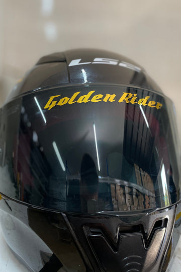 Motor-Kask Vizörü için Gold Altın Renk Golden Riders Sticker Etiket 14CMx2CM (1 Adet)