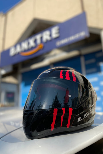 Kask için Dekoratif Kırmızı Pençe İzi Sticker Etiket 18CMx6CM (1 Adet)