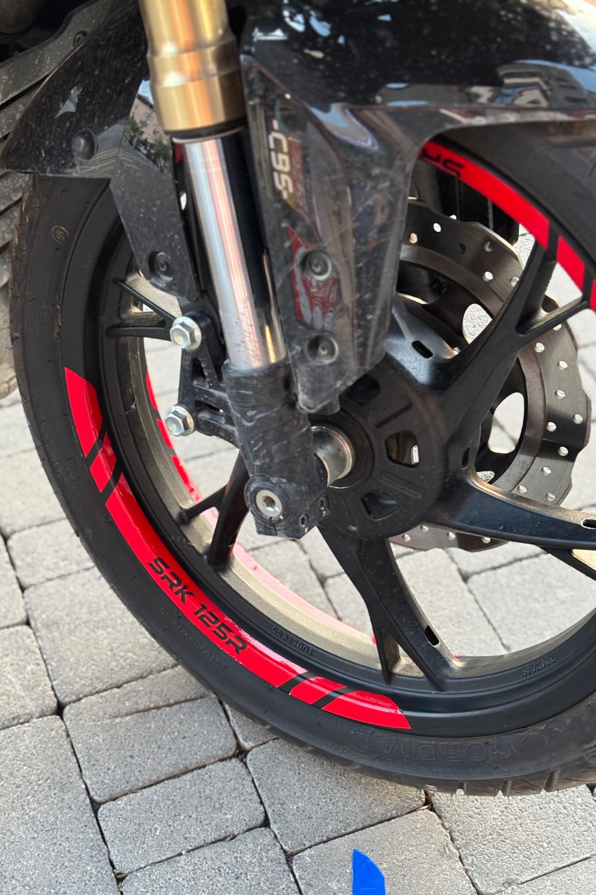 RKS ve QJ Motor SRK 125R için Kırmızı Jant Şeridi Sticker Etiket ( 8 Parça)