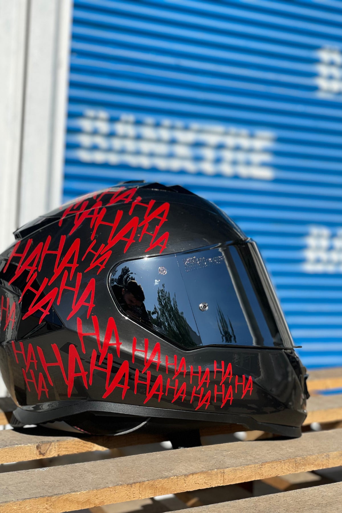 Dekoratif Kırmızı Hahaha Sticker Motor-Araba-Kask  için Etiket 30CMx15CM (1 Adet)