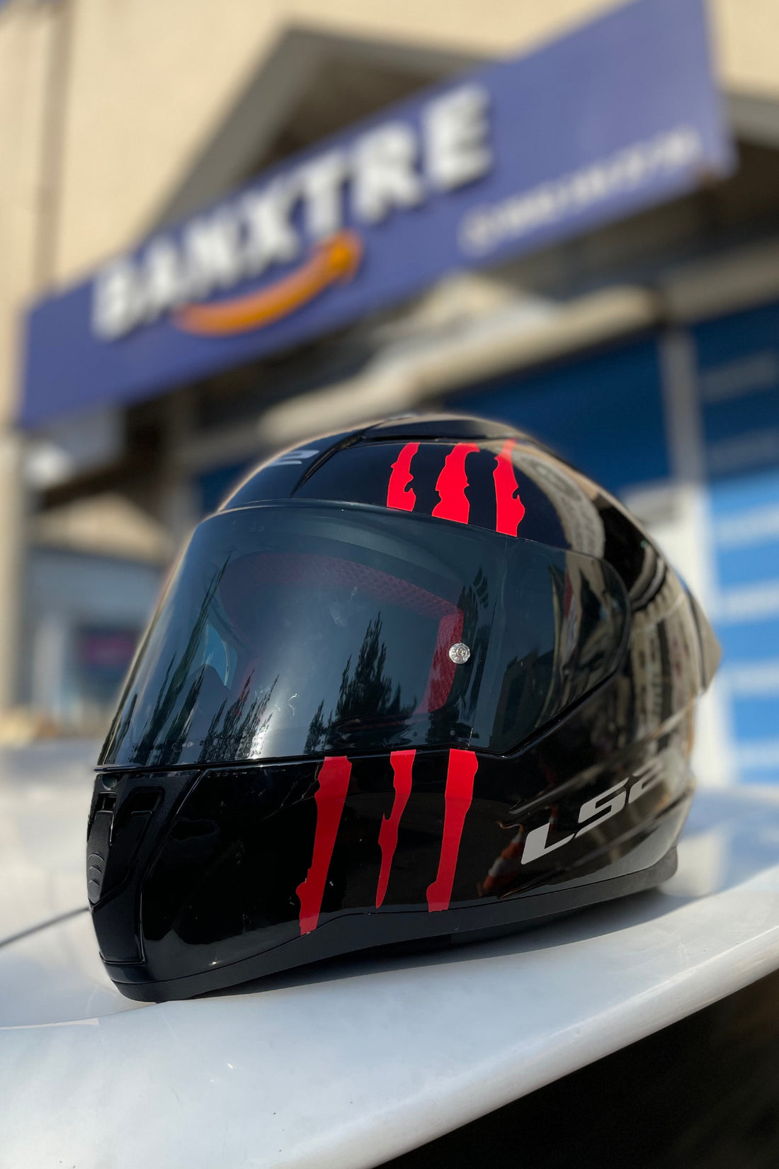 Kask için Dekoratif Kırmızı Pençe İzi Sticker Etiket 18CMx6CM (1 Adet)