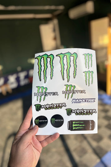 Motosiklet ve Kask için Pençe MNSTER A4 Sponsor Sticker Seti ( 12 Parça)