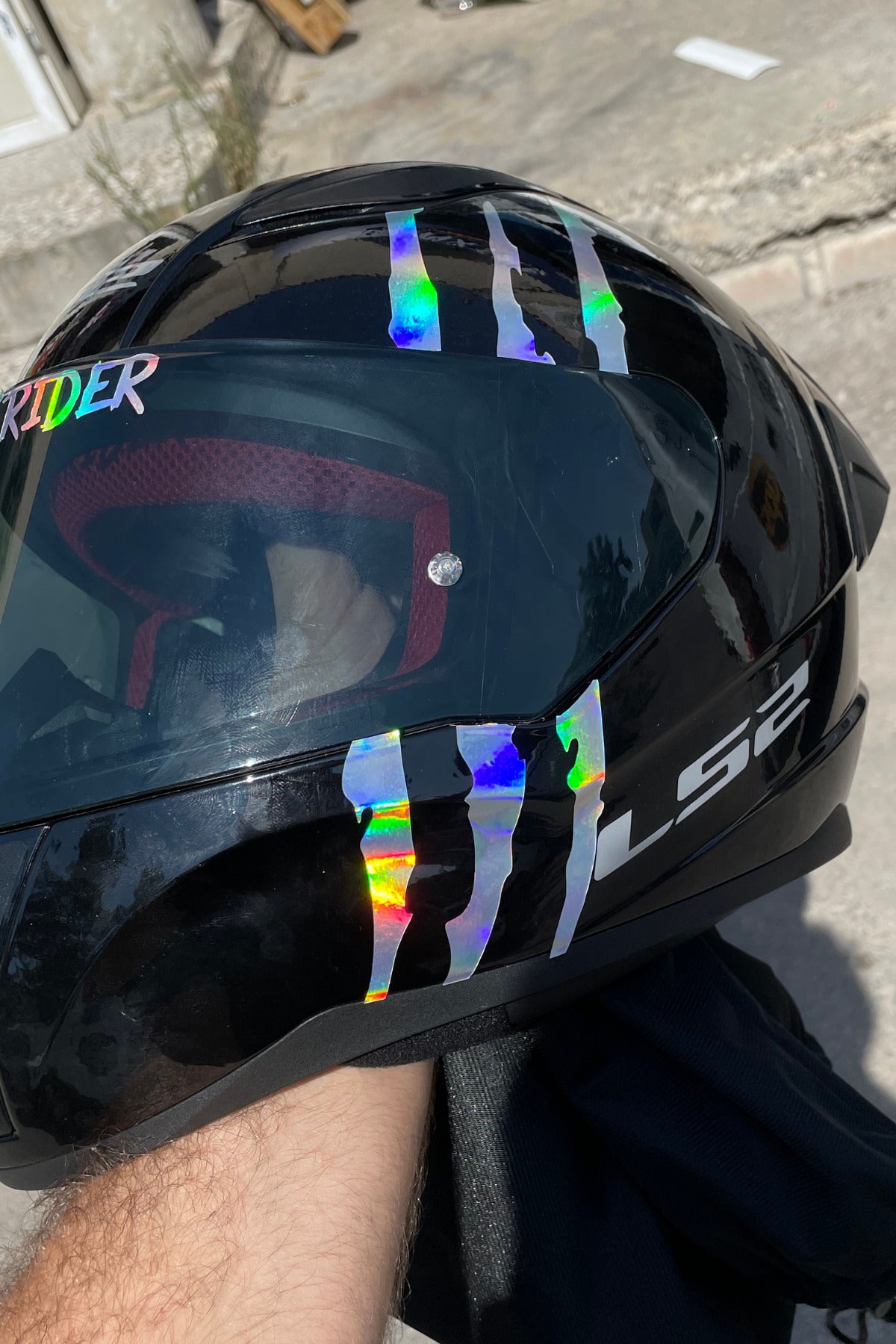 Kask için Dekoratif Hologramlı Pençe İzi Sticker Etiket 20CMx6CM (1 Adet)