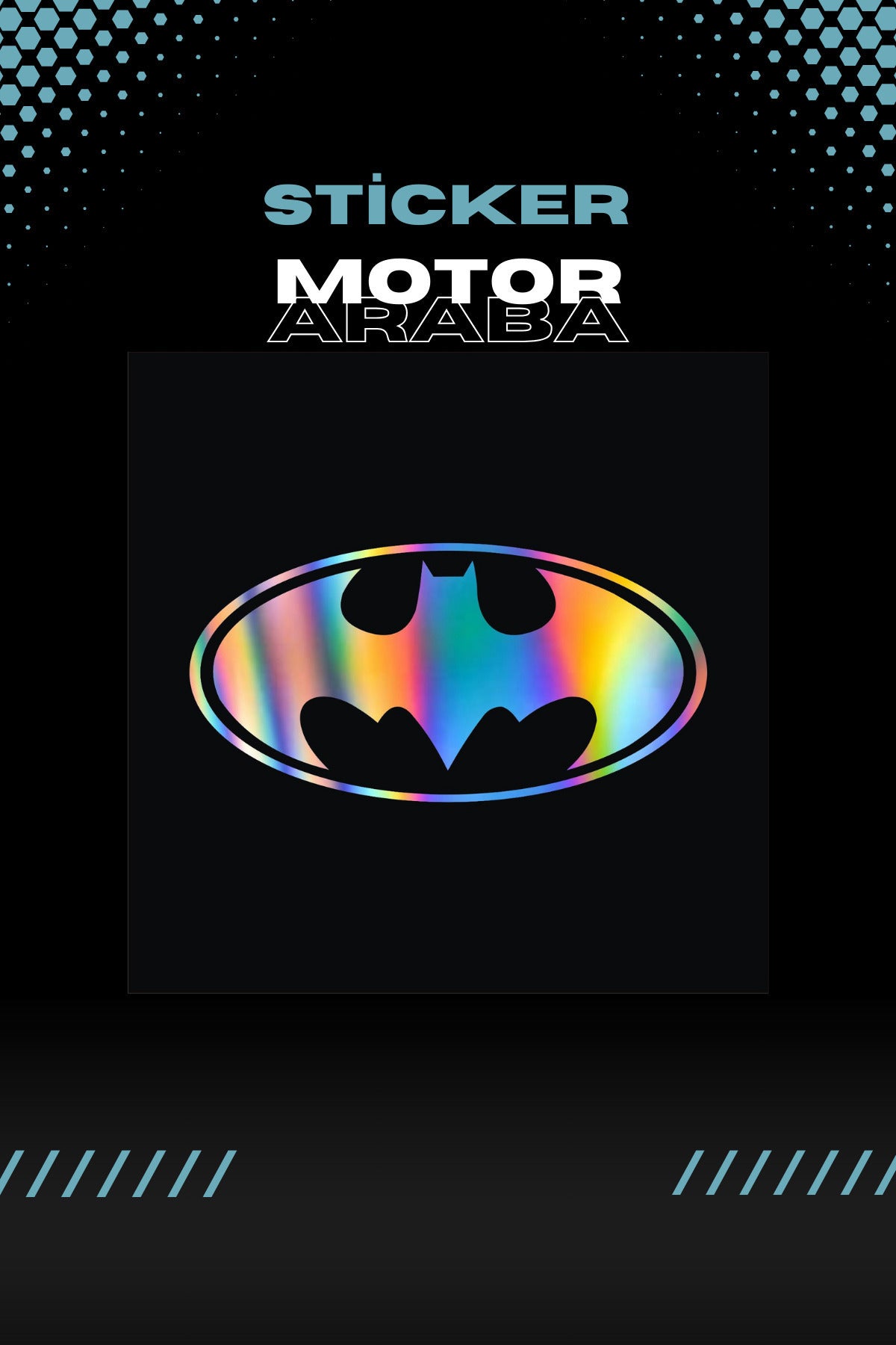 Dekoratif Hologramlı Batman Logo Sticker Araba-Motor için Etiket 8CMX4CM (1 Adet)