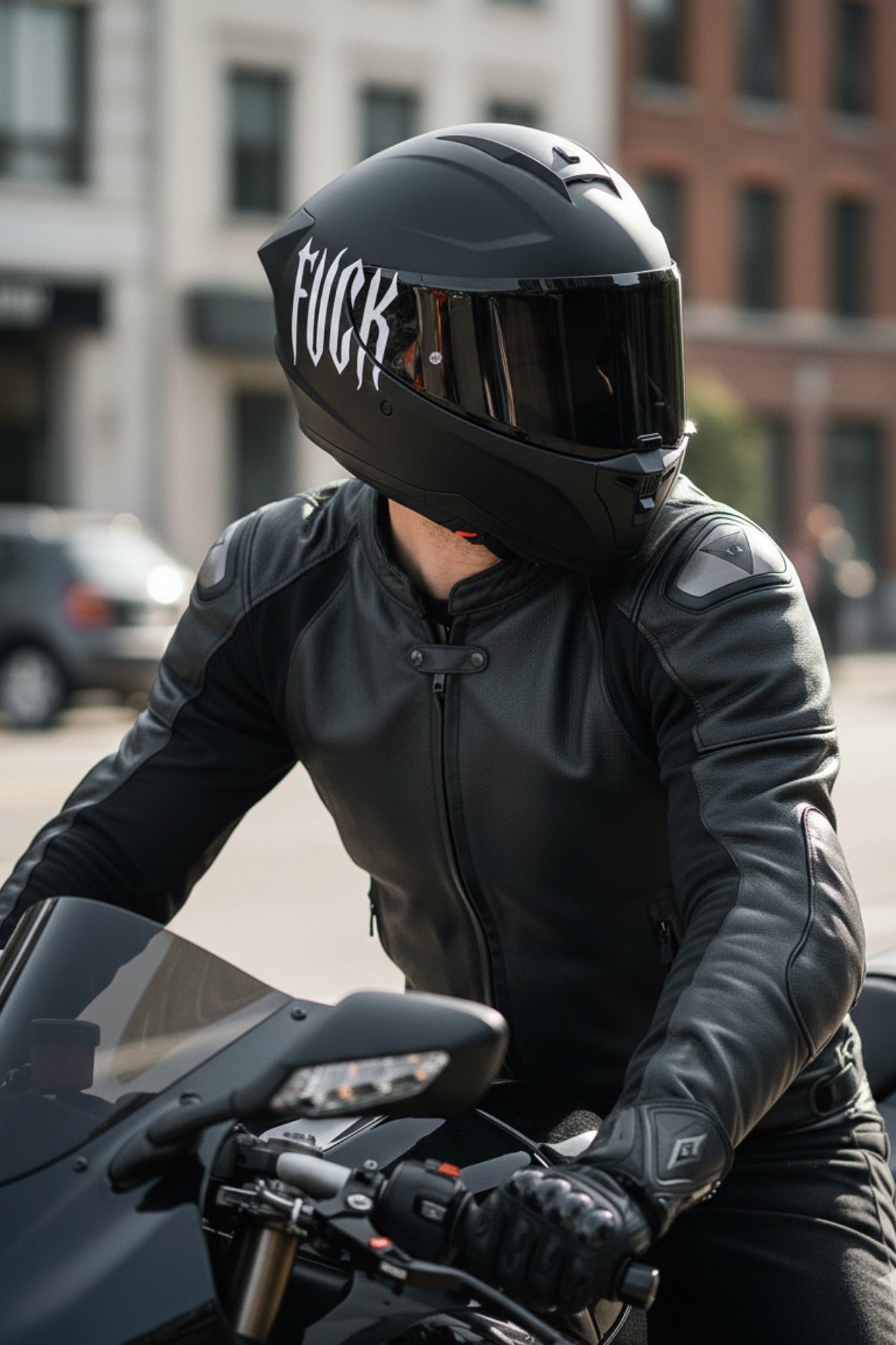 Kask için Gotik Yazı Tipiyle FVCK Sticker Etiket (Tek Taraf)