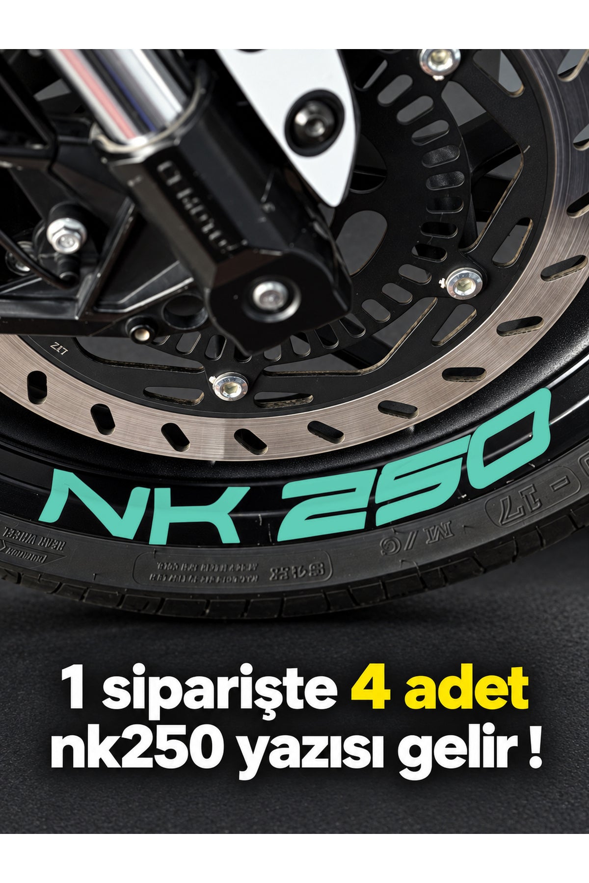 CFMOTO NK250 için Geniş Boyutlarda NK250 Jant için Yazı Sticker (1 Paketten 4 Adet Çıkar )