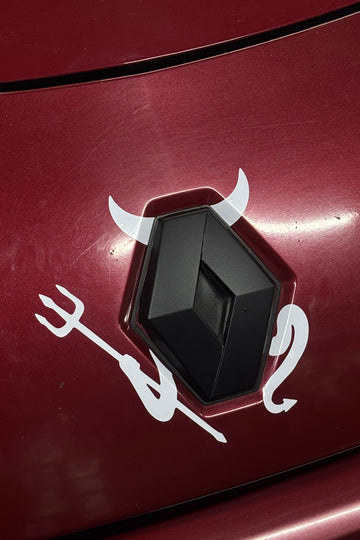 Araba Logosu için Beyaz Renk Şeytan Sticker Seti