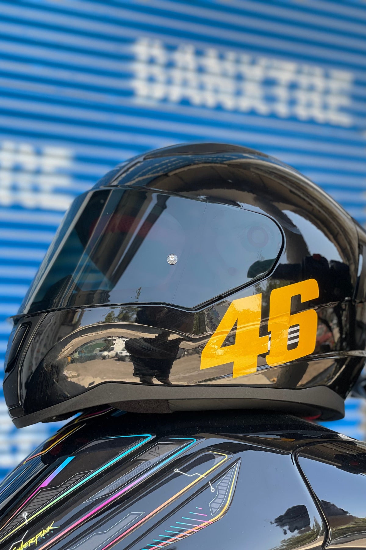 Motor-Araba-Kask için Gece Parlayan Reflektörlü Sarı 46 Yarış Yazısı Sticker Etiket
