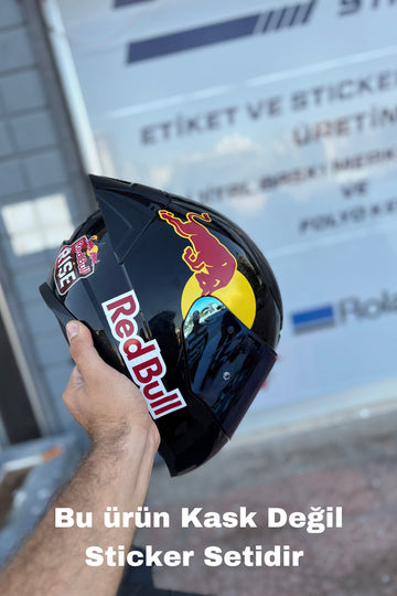 Universal Tüm Kasklara Uyumlu Boğa Enerji Kask Kaplama Sticker Seti (6 Parça)
