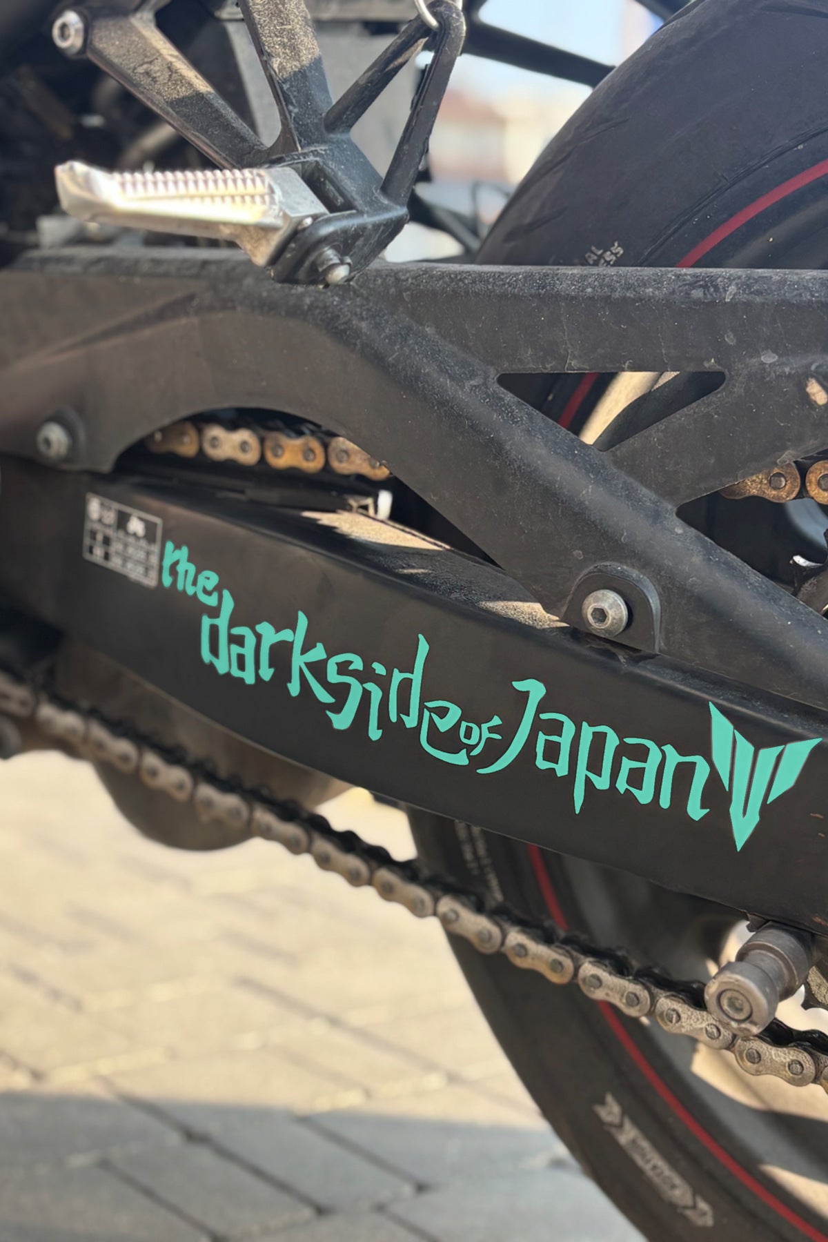 Motosiklet Yan Şase için Eğik The Dark Side of Japan Sticker Etiket