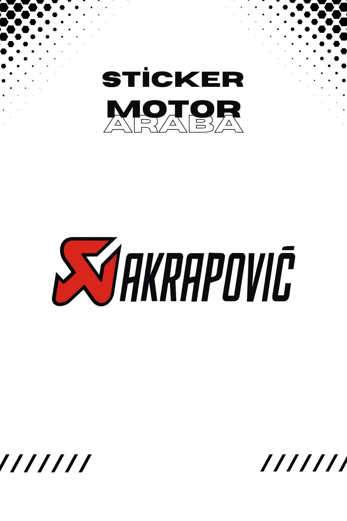 Dekoratif Kırmızı Siyah Akropovic Logo Sticker Motor-Araba-Egzoz için Etiket 15CMx4CM (1 Adet)