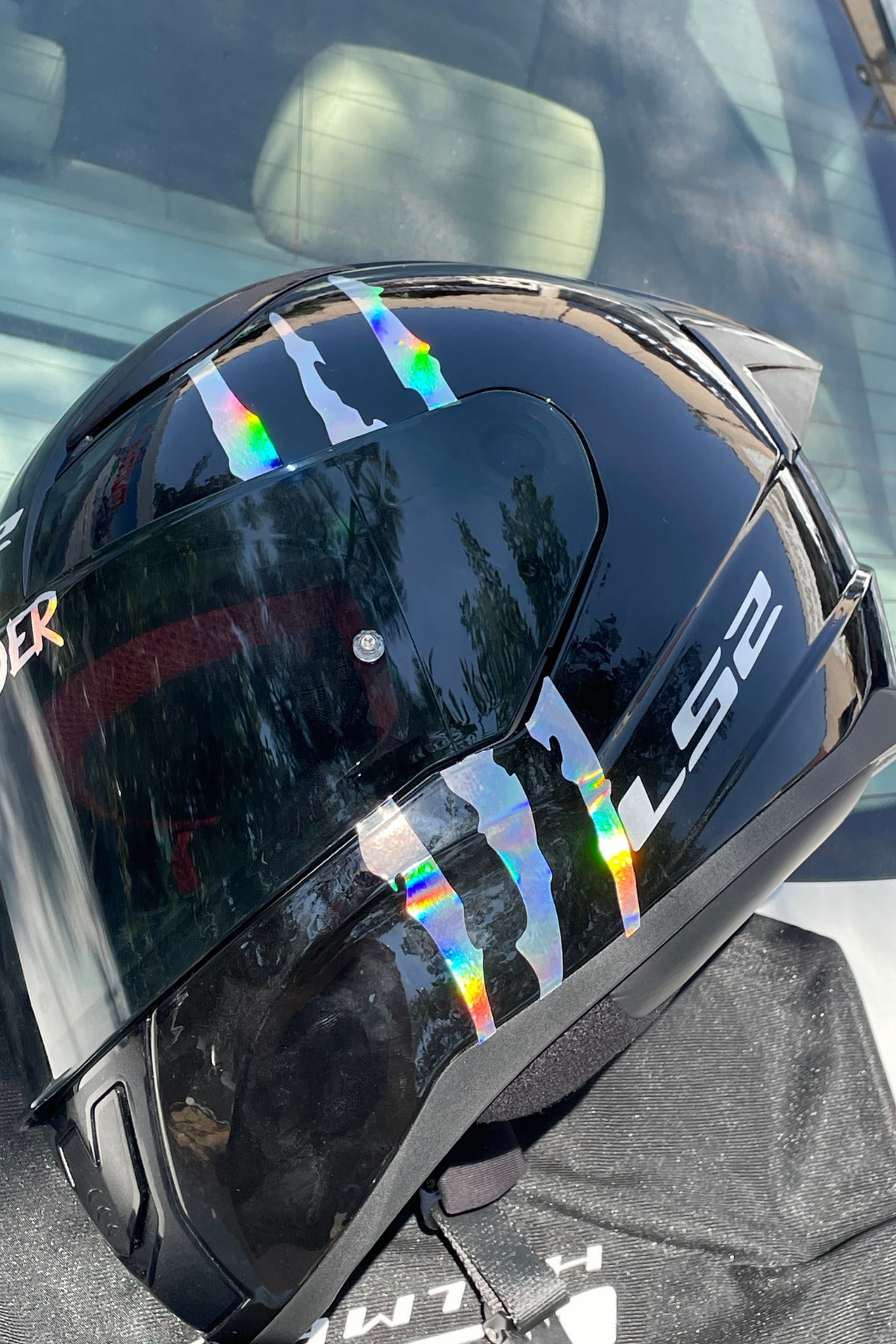 Kask için Dekoratif Hologramlı Pençe İzi Sticker Etiket 20CMx6CM (1 Adet)