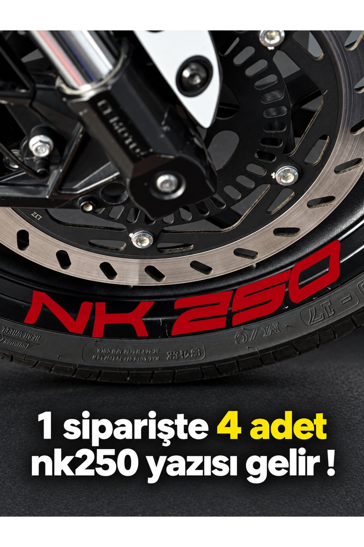 CFMOTO NK250 için Geniş Boyutlarda NK250 Jant için Yazı Sticker (1 Paketten 4 Adet Çıkar )
