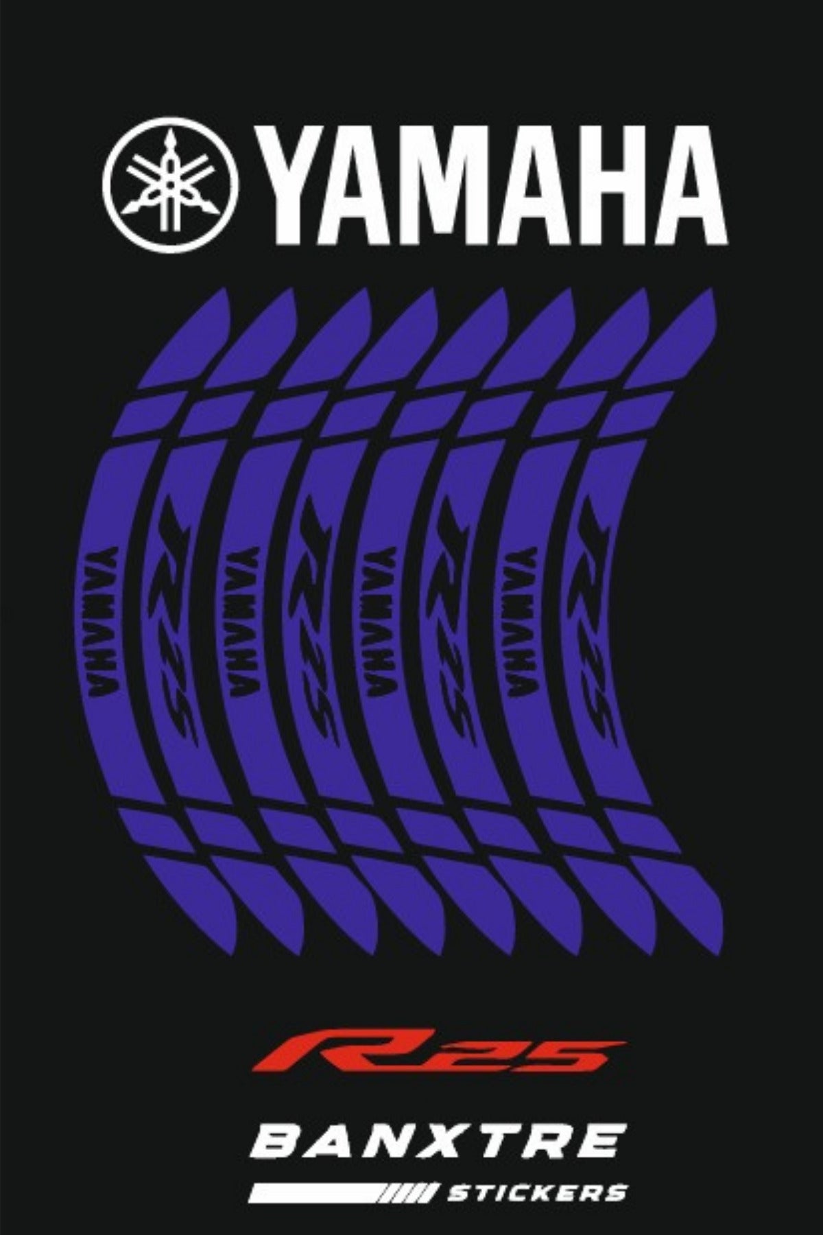 Yamaha R25 için Tüm Modellere Uyumlu Jant Şeridi (8 Parça)