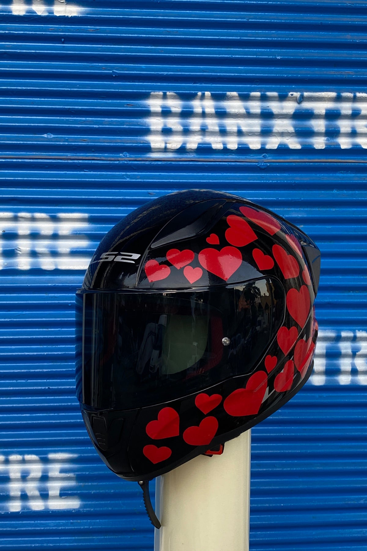 Kask-Motor-Araba için Kırmızı Kalpli Sticker Etiket Seti