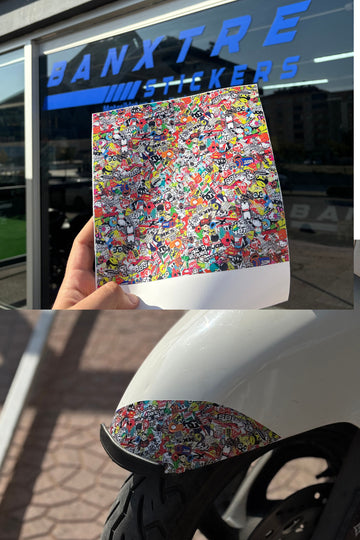 Motosiklet ve Kask için Hellaflush Dekor Kaplama (Hasarlı Bölgelere Önerilir) Desenli (20CMx20CM)