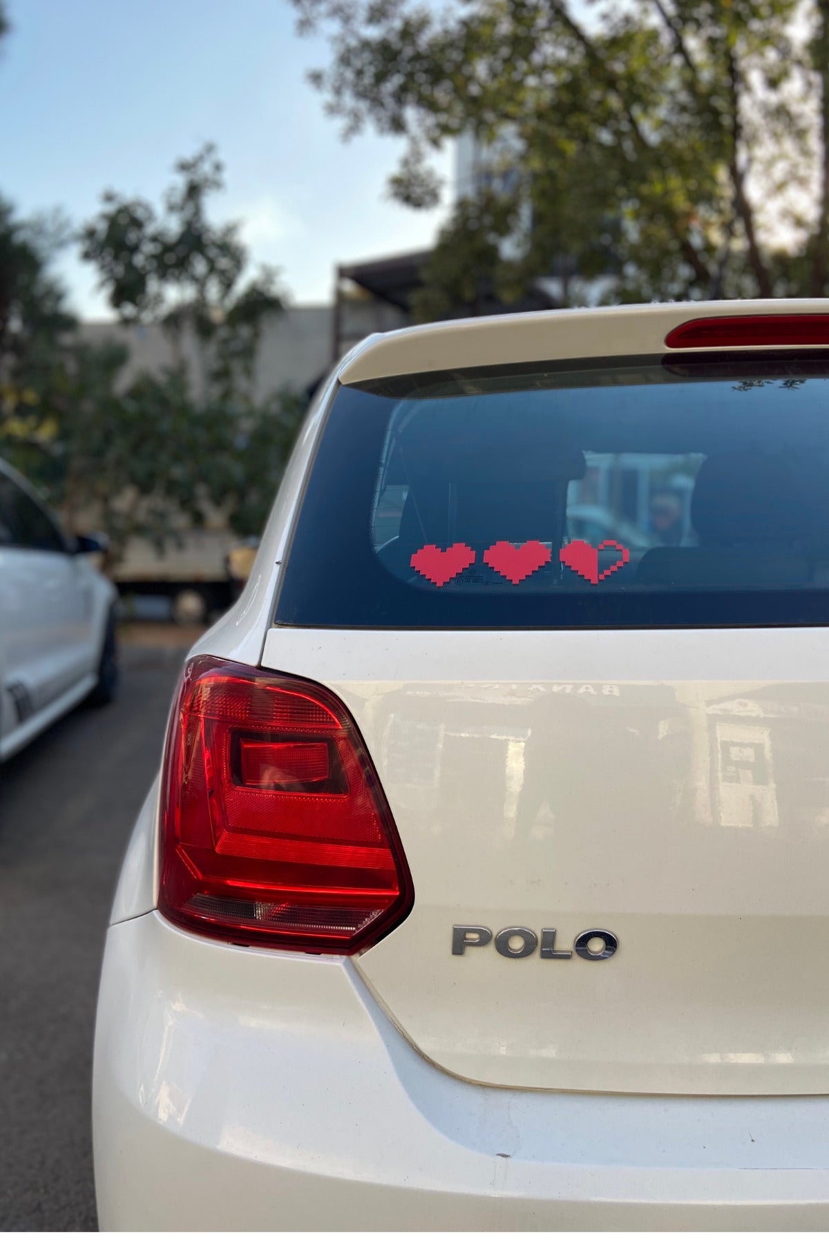 Araba ve Motor için 3'lü Kırmızı Piksel Kalp Sticker Etiket 20CMx5CM (1 Adet)