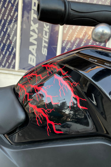Motor-Araba-Kask için Kırmızı Kalın Şimşek Yıldırım Sticker Etiket Seti (8'li Set)