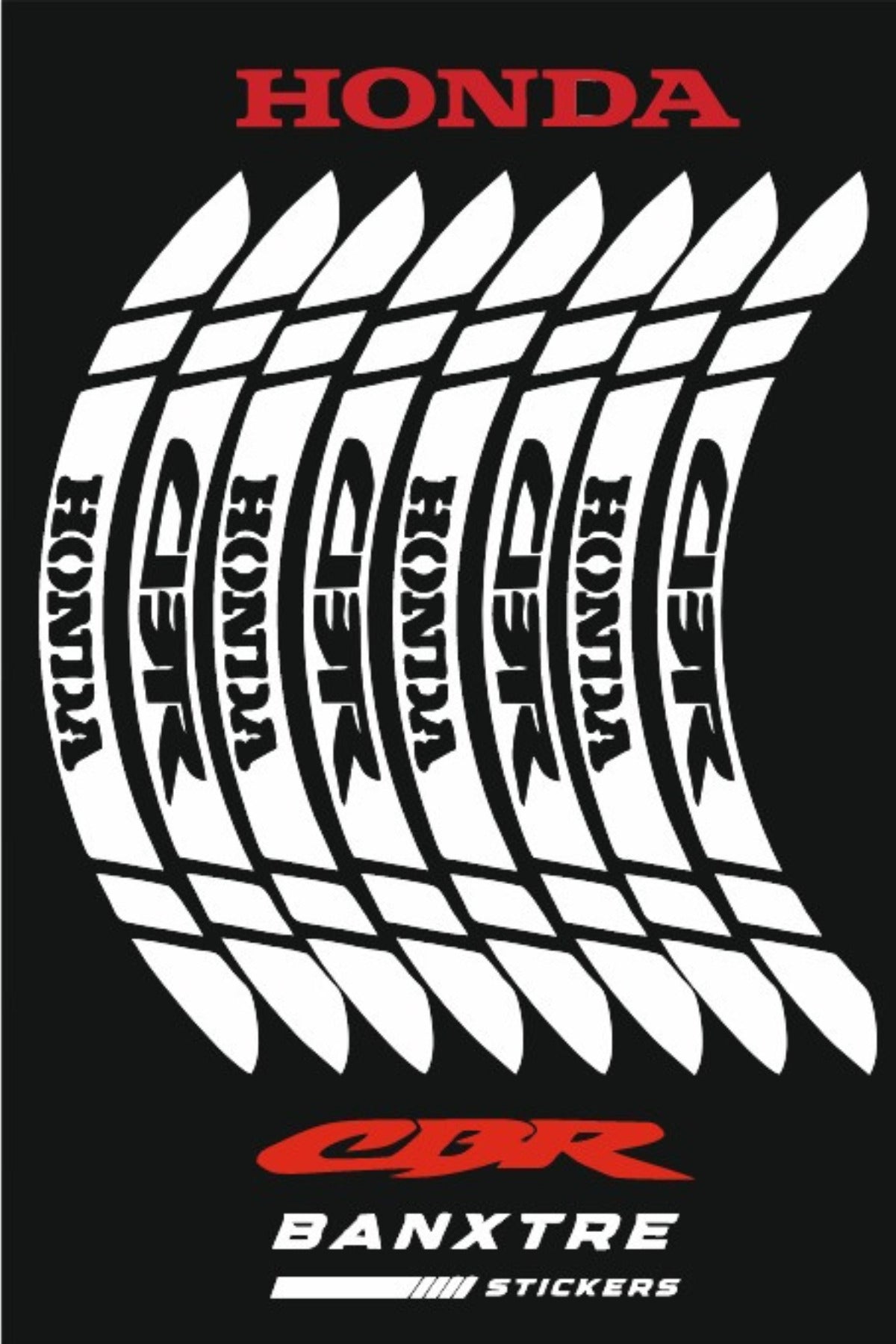 Honda CBR Grubu için Motor Jant Şeridi Sticker Etiket (8 Parça)