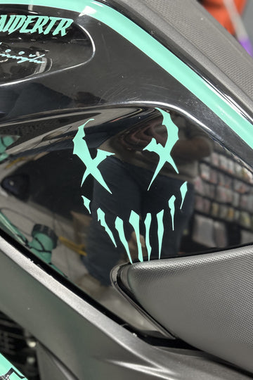 Motor-Araba-Kask için Nane Yeşil Parçalı Venom Sticker Etiket (1 Adet)