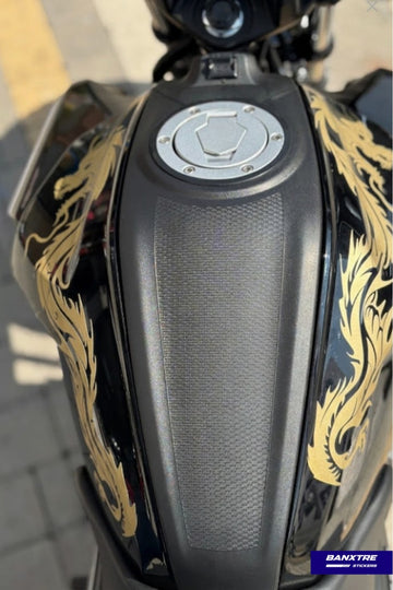 Motorsiklet ve Motor için Mat Gold Renk Universal Tüm Motorlara Uyumlu Ejder Sticker Seti (2'li)(40cm)