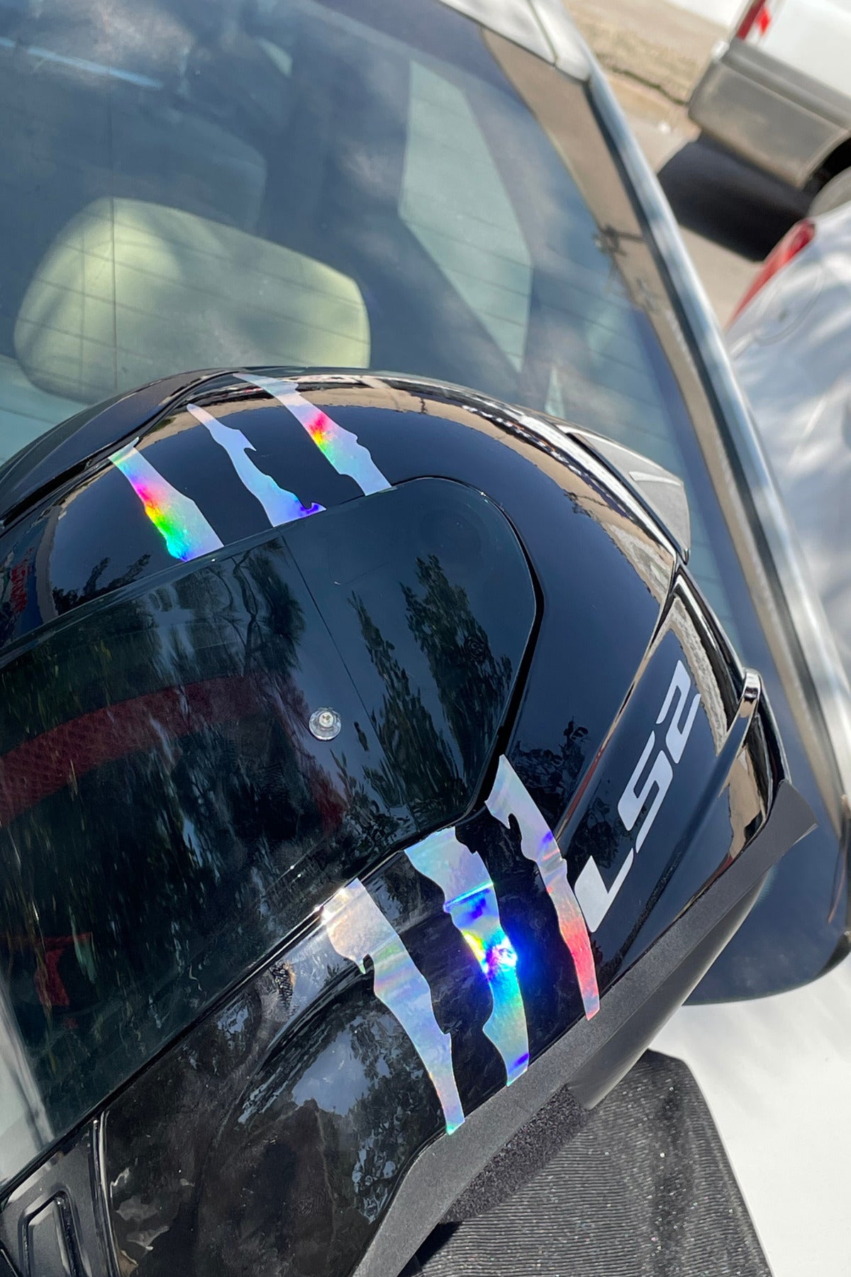 Kask için Dekoratif Hologramlı Pençe İzi Sticker Etiket 20CMx6CM (1 Adet)