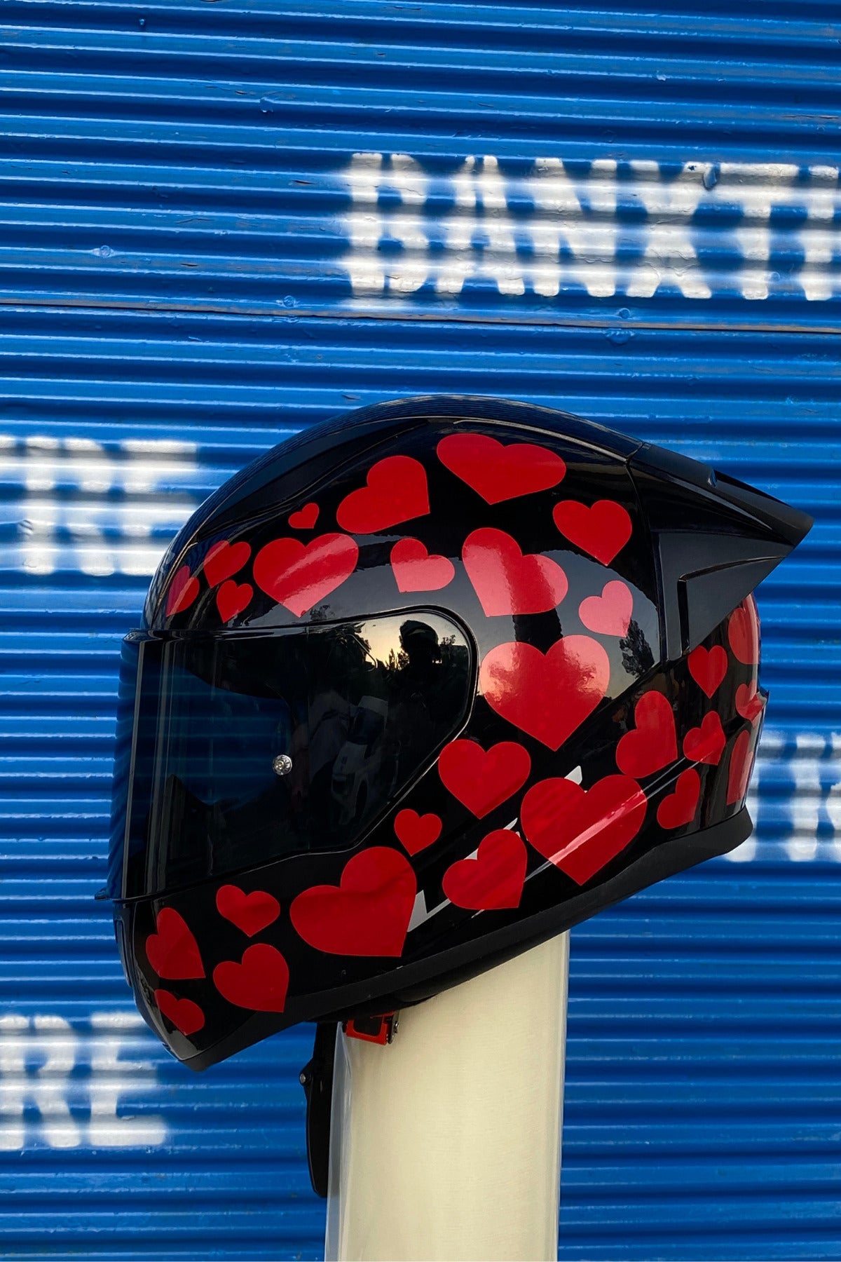 Kask-Motor-Araba için Kırmızı Kalpli Sticker Etiket Seti