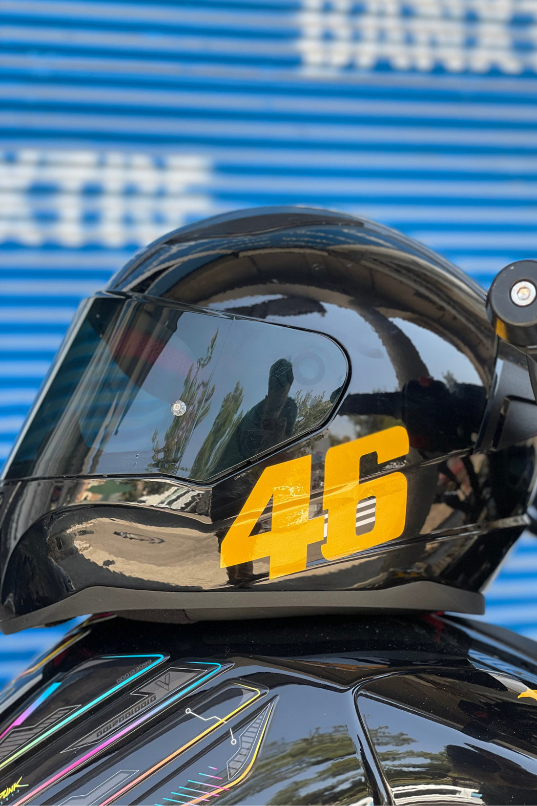 Motor-Araba-Kask için Gece Parlayan Reflektörlü Sarı 46 Yarış Yazısı Sticker Etiket