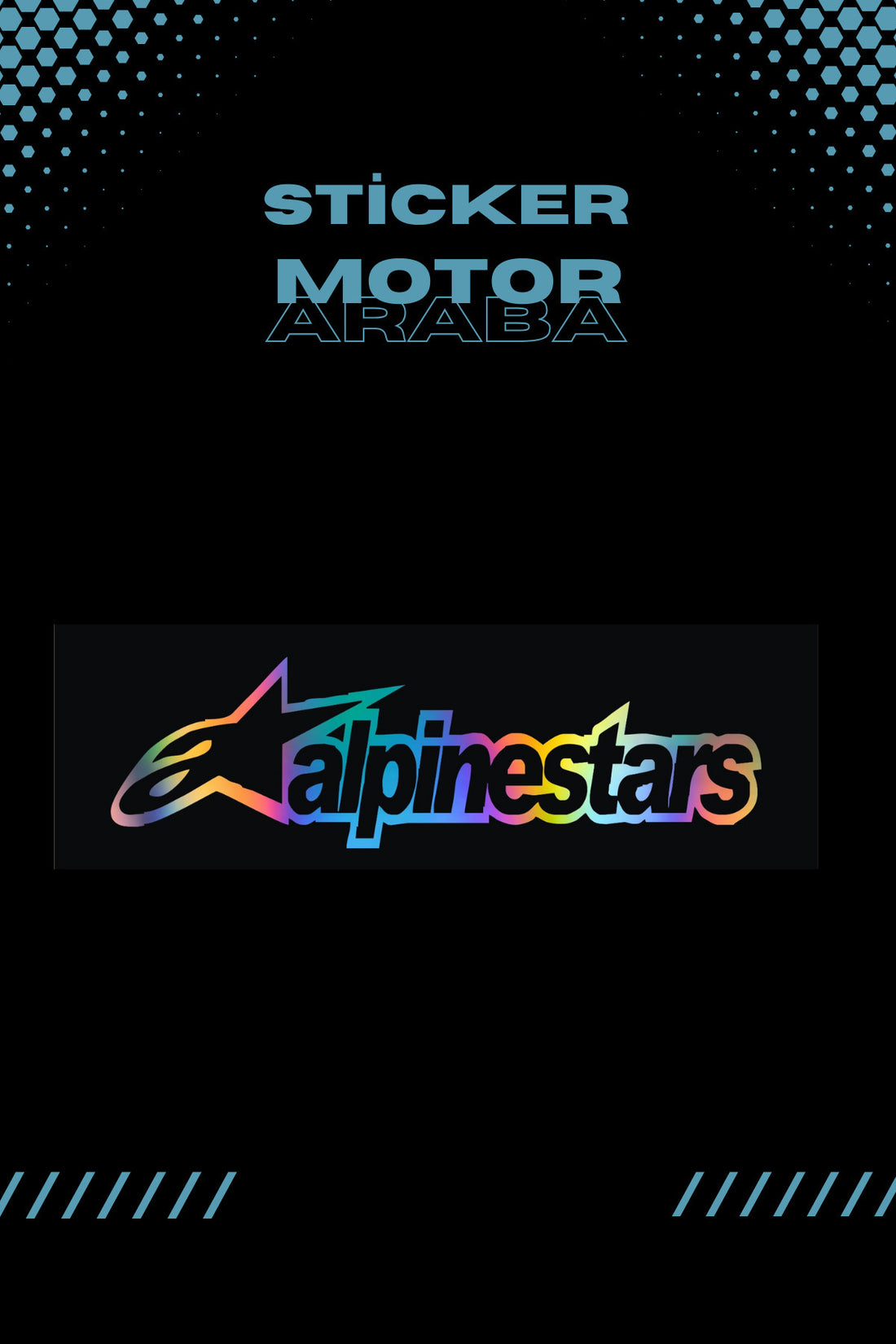 Dekoratif Hologramlı  Alpinestars Sticker Araba-Motor-Kask için Etiket 14CMx4CM (1 Adet)