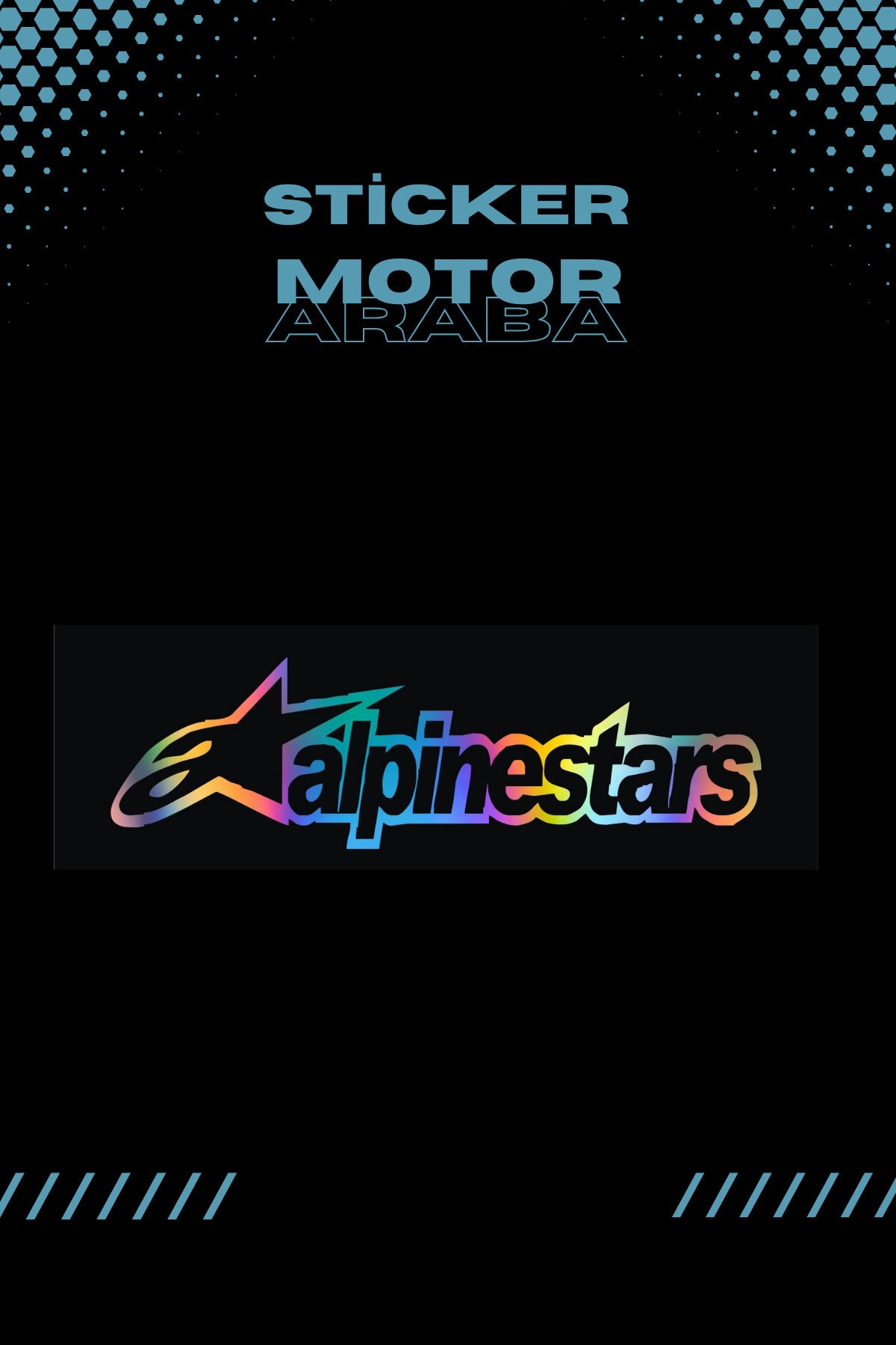 Dekoratif Hologramlı  Alpinestars Sticker Araba-Motor-Kask için Etiket 14CMx4CM (1 Adet)