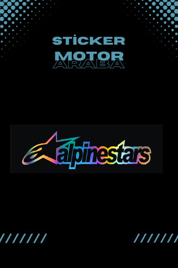 Dekoratif Hologramlı  Alpinestars Sticker Araba-Motor-Kask için Etiket 14CMx4CM (1 Adet)