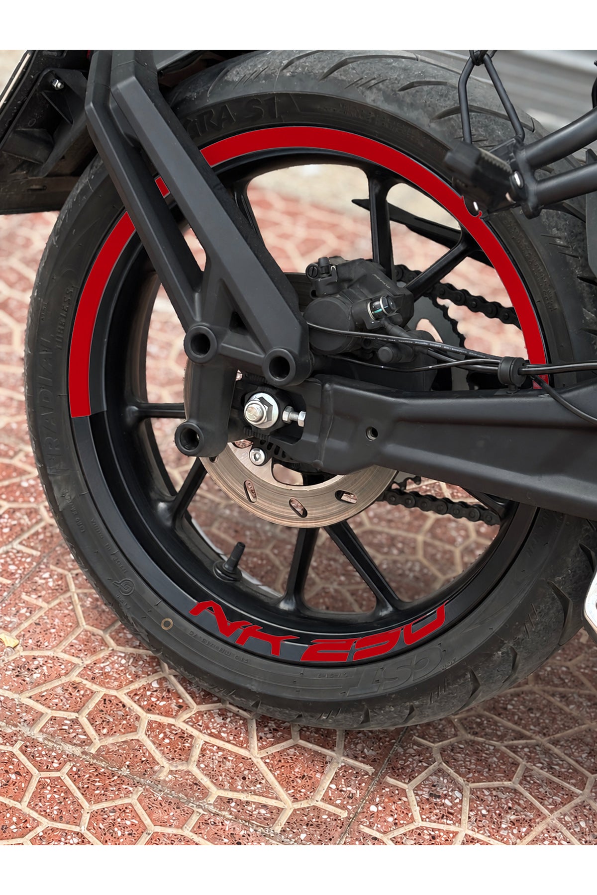 CFMOTO NK250 için Yarım Jant+ NK250 Yazıları Jant Şeridi Sticker Seti (Ön-Arka Yeterli)
