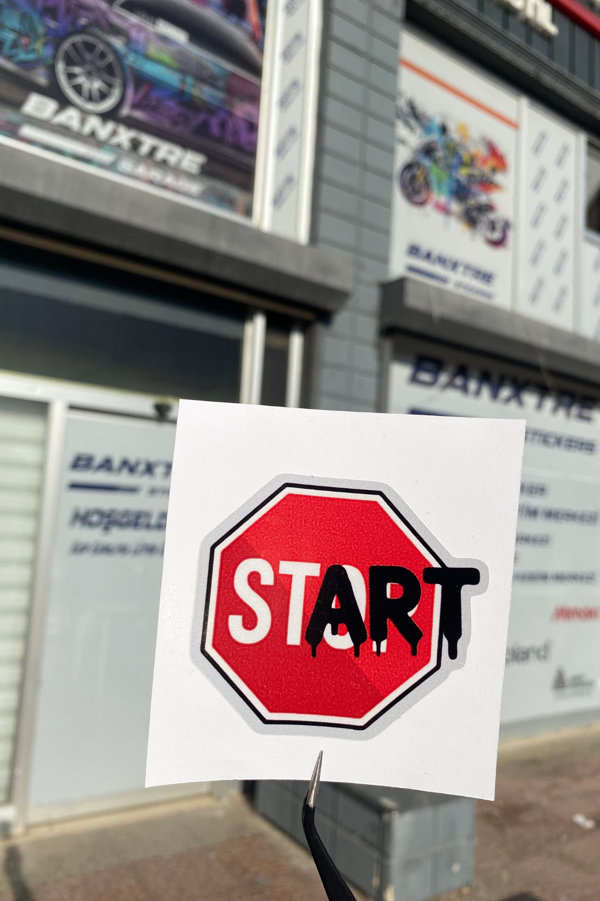 Dekoratif Motorsiklet ve Araba için Start-Stop Sticker 1 Adet (6,7CMX6CM)
