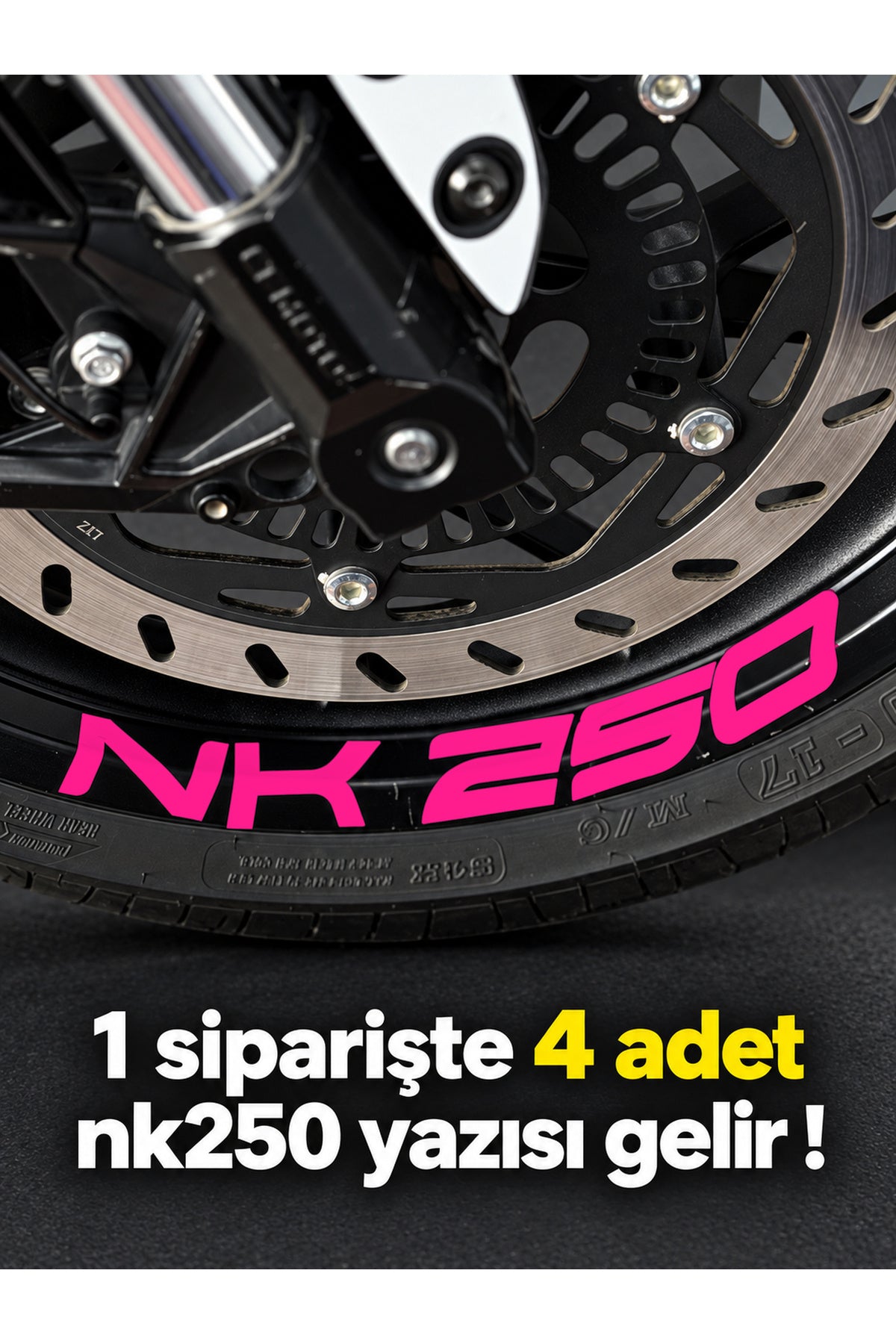 CFMOTO NK250 için Geniş Boyutlarda NK250 Jant için Yazı Sticker (1 Paketten 4 Adet Çıkar )
