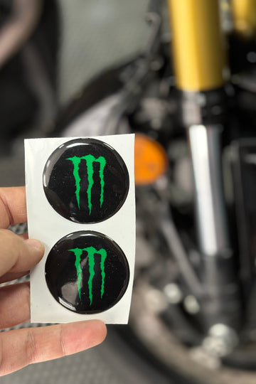 Motosiklet ve Kedigözü Reflektörü için Yeşil Mnster Sticker Etiket (2 Adet)