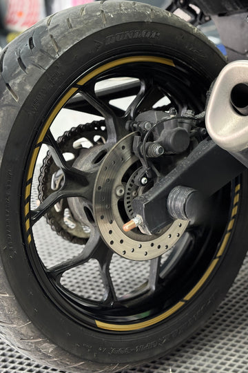 Motosiklet Jantı için Universal Her Markaya Uyumlu Mat Gold Jant Şeridi Sticker (8 Parça)