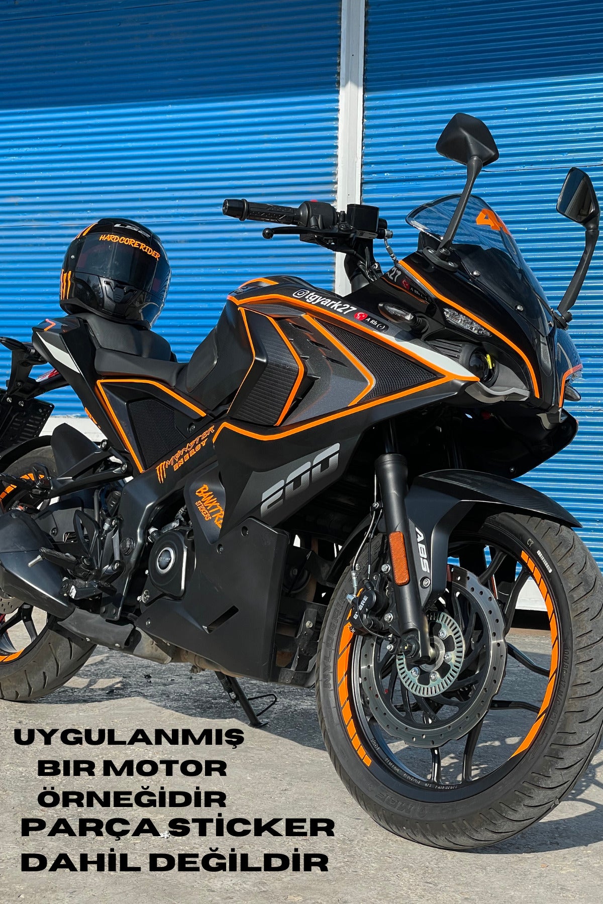 Araba-Kask-Motor için Orafol Neon Turuncu İnce Detay Şeritler Sticker Etiket 5 Parça Toplam 5 Metre