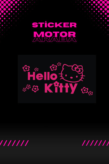 Dekoratif Neon Pembe Hello Kitty Sticker Araba-Motor için Etiket 16CMx7CM  (1 Adet)