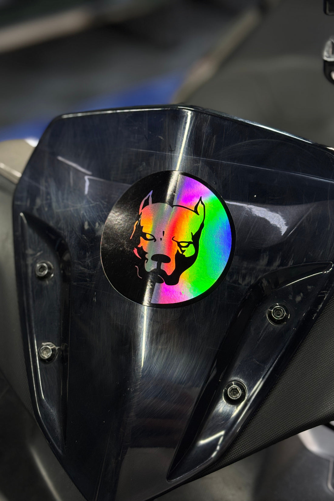 Motor ve Araba için Hologramlı Pitbull Köpek Sticker Etiket (8CMx8CM)(1 Adet)