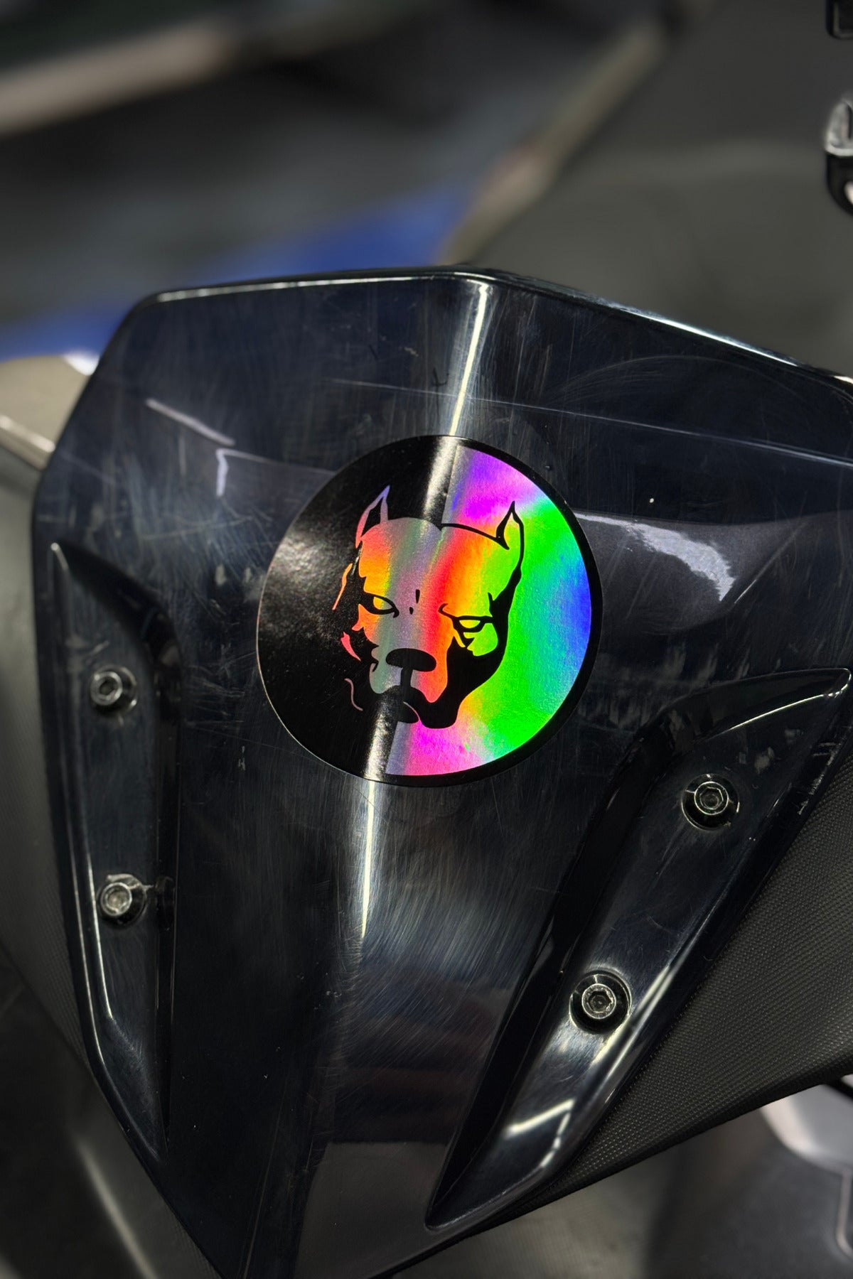 Motor ve Araba için Hologramlı Pitbull Köpek Sticker Etiket (8CMx8CM)(1 Adet)