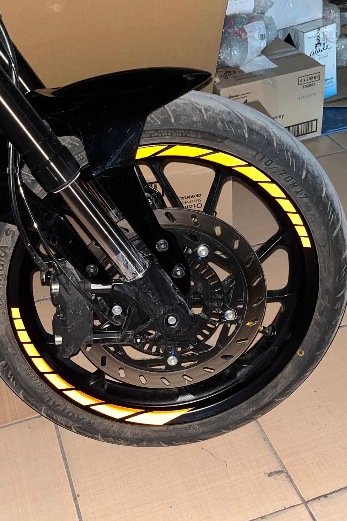 Reflektif Gece Parlayan Jant Şeridi Motor için Reflektif Parlayan Jant Şeridi 8 Parça