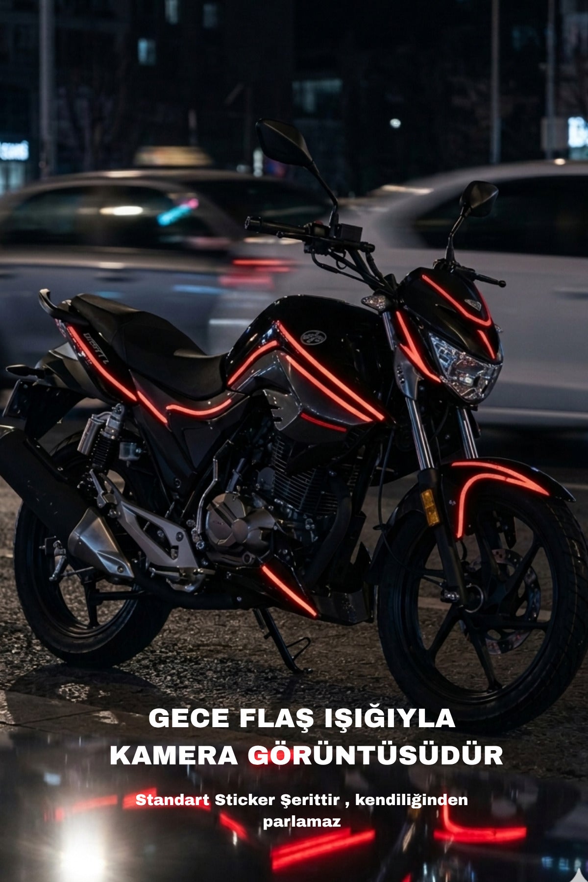 Mondial Drift-L için Ultra Reflektif İnce Detay Gece Işıkta Parlayan Detay Şerit Stickerlar (5 Metre)
